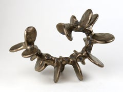 Dark Golden Bronze Hand Built Ceramic Sculpture - Spiral Rachis, One of a Kind