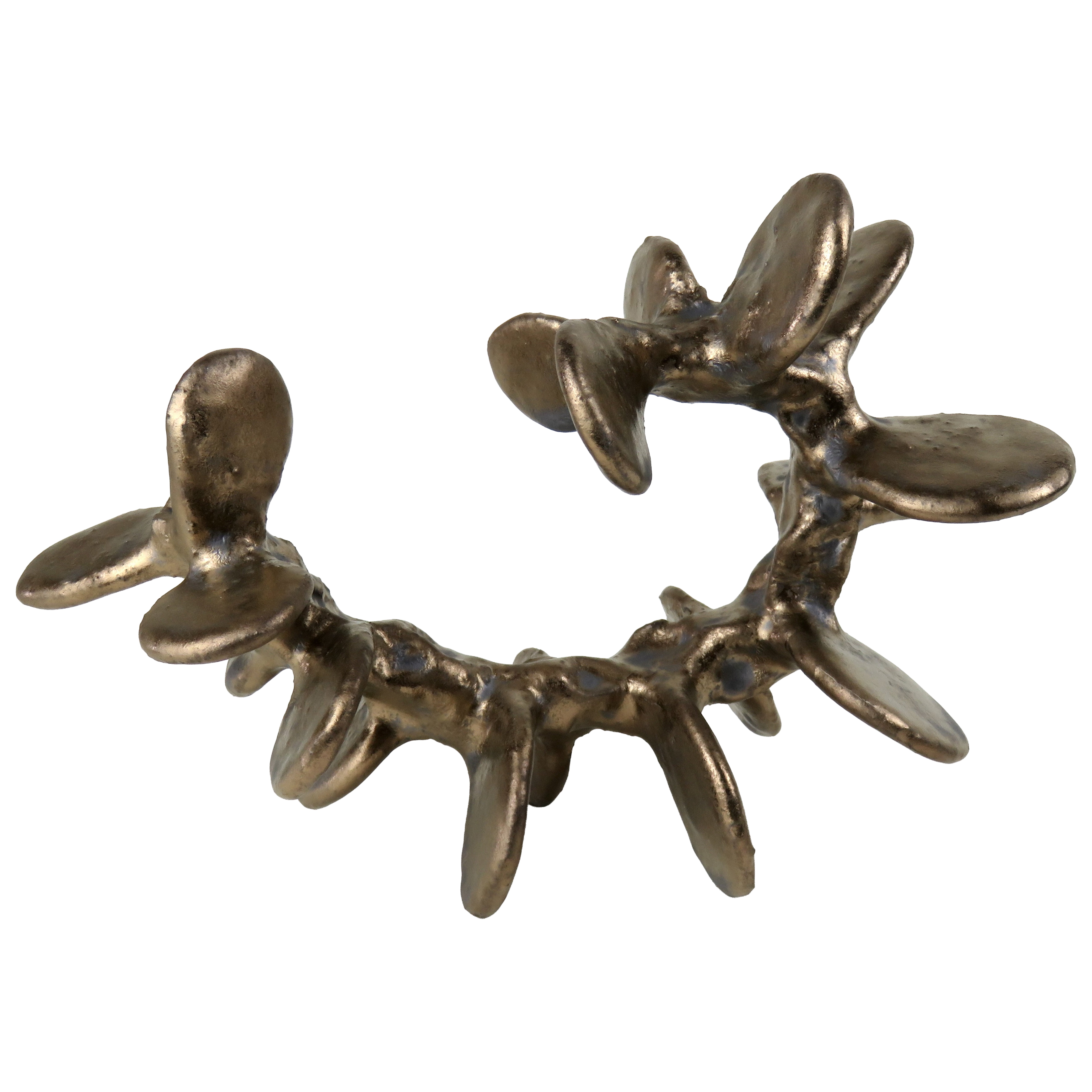 Dark Golden Bronze Hand Built Ceramic Sculpture - Spiral Rachis, One of a Kind For Sale