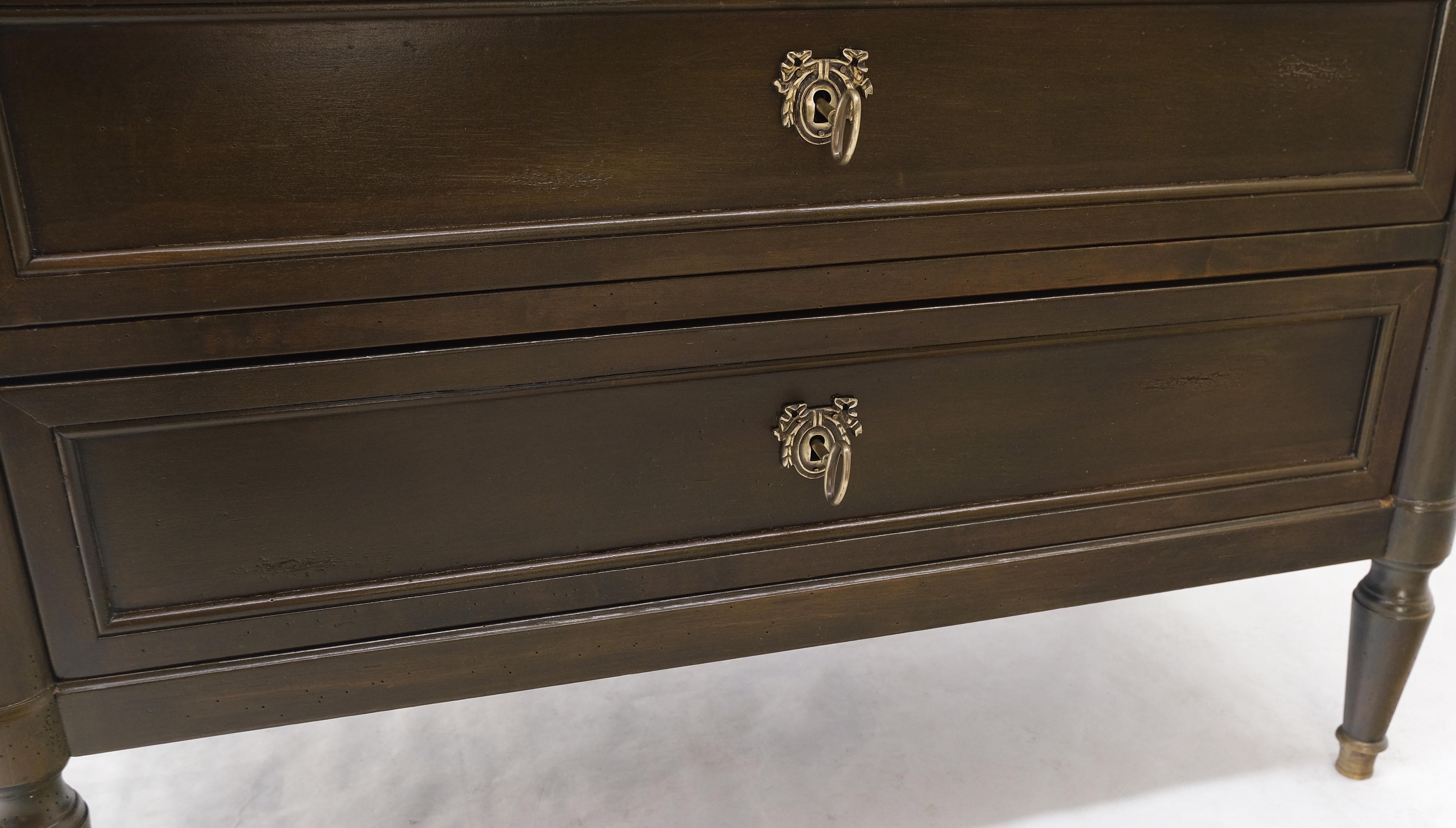 Lacquered Dark Golden Olive Drop Front Secretary Desk High Chest Drawers Dresser Brass Key For Sale