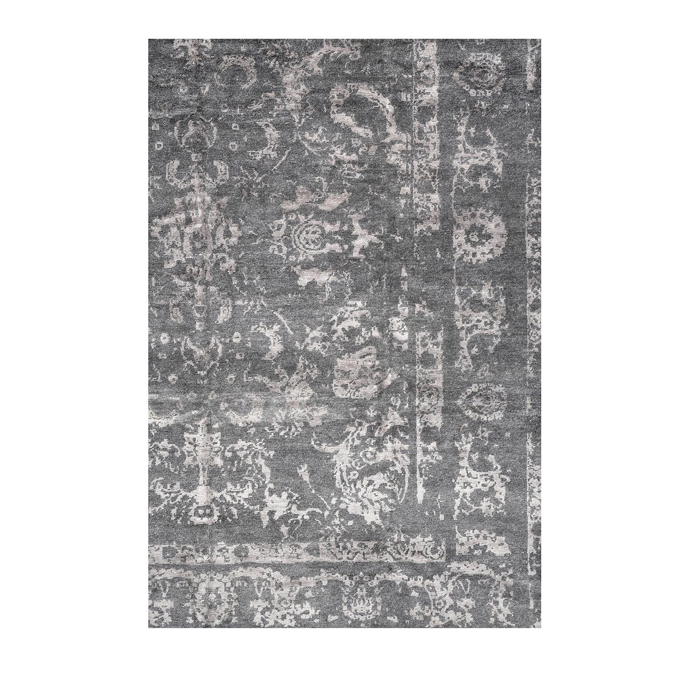 Modern Dark Gray and White Rug For Sale