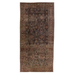 Dark Gray Vintage Malayer Persian Gallery Wool Rug with Floral Design
