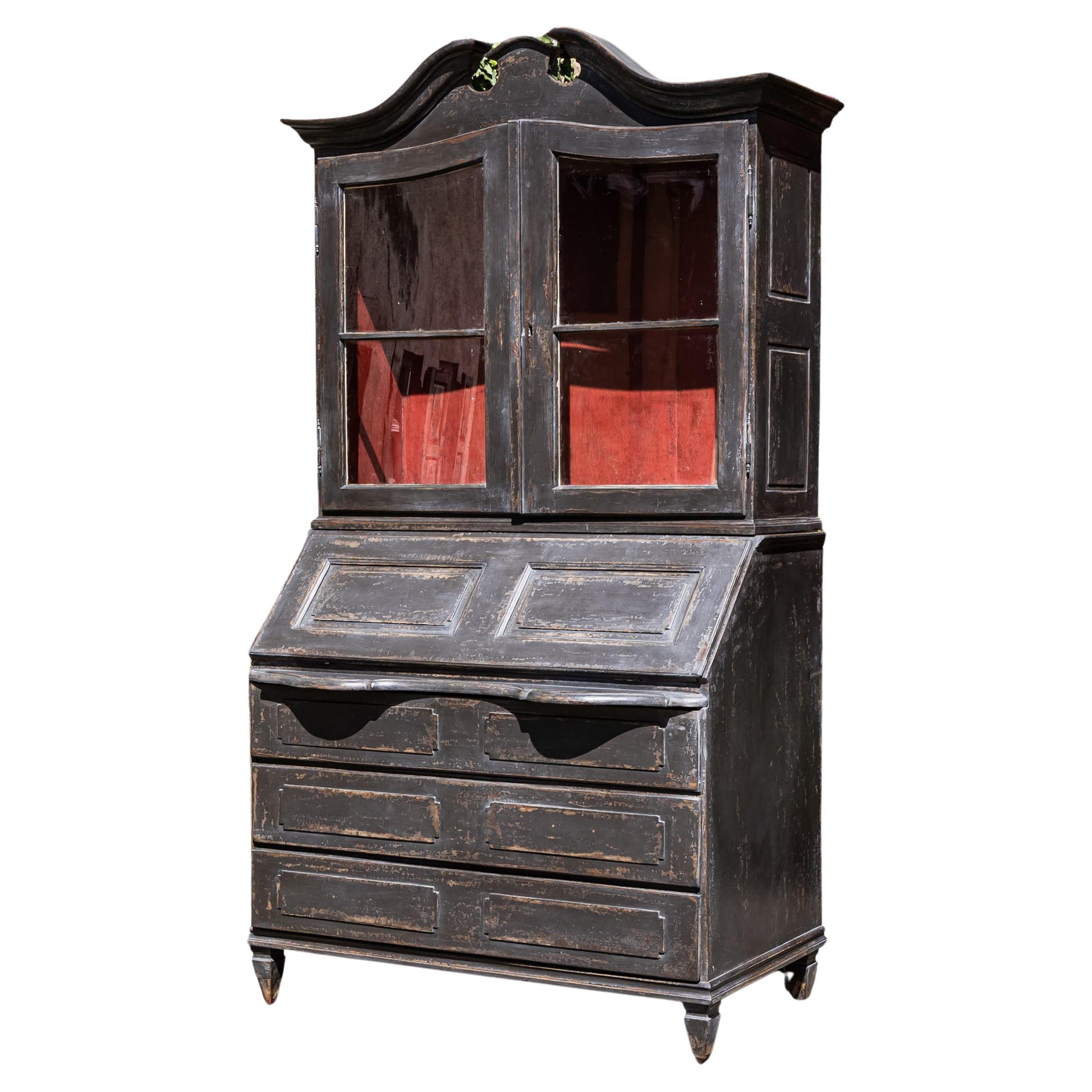 Dark Gray Baroque Secretary, 18th Century For Sale