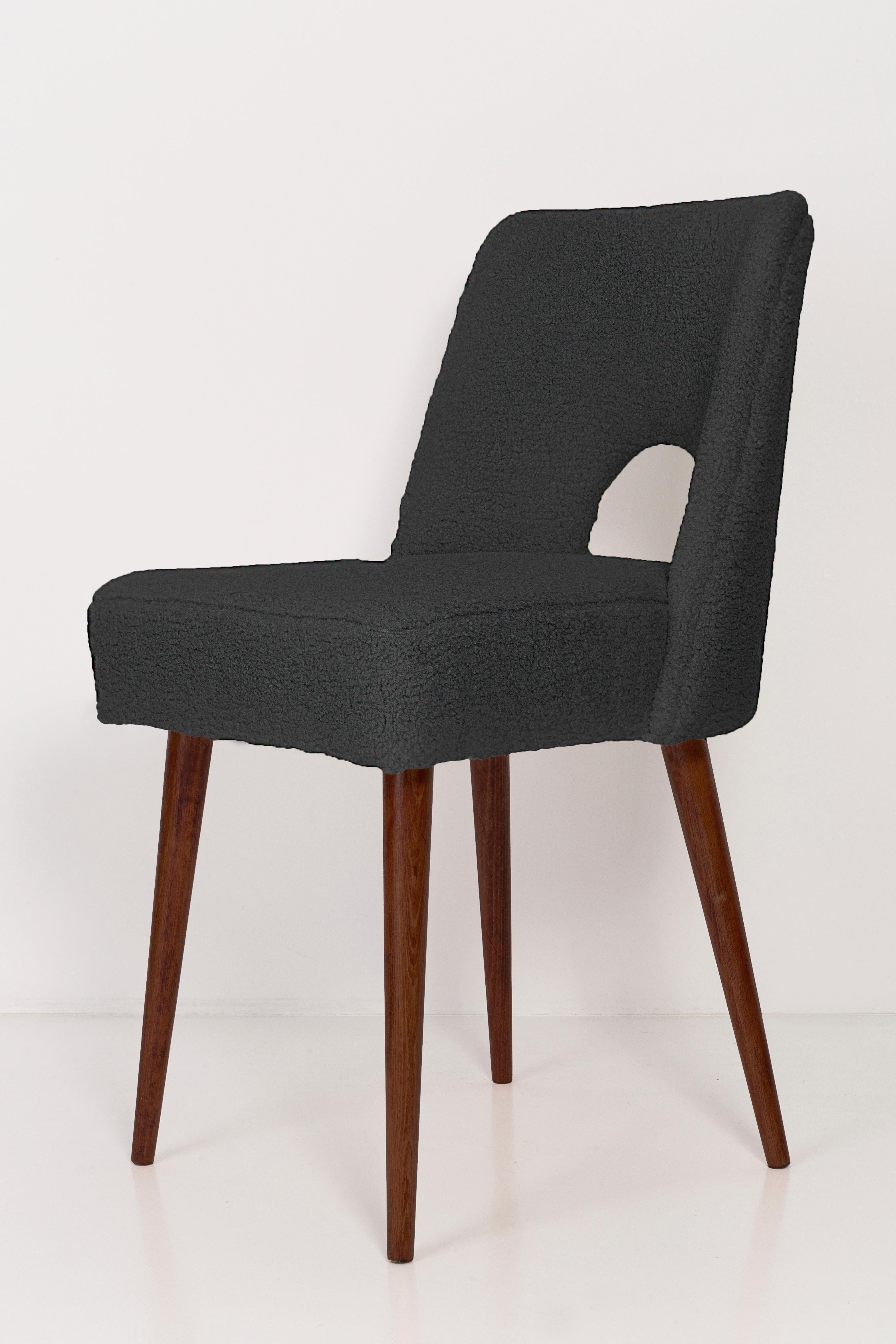 Mid-Century Modern Dark Gray Boucle 'Shell' Chair, 1960s For Sale