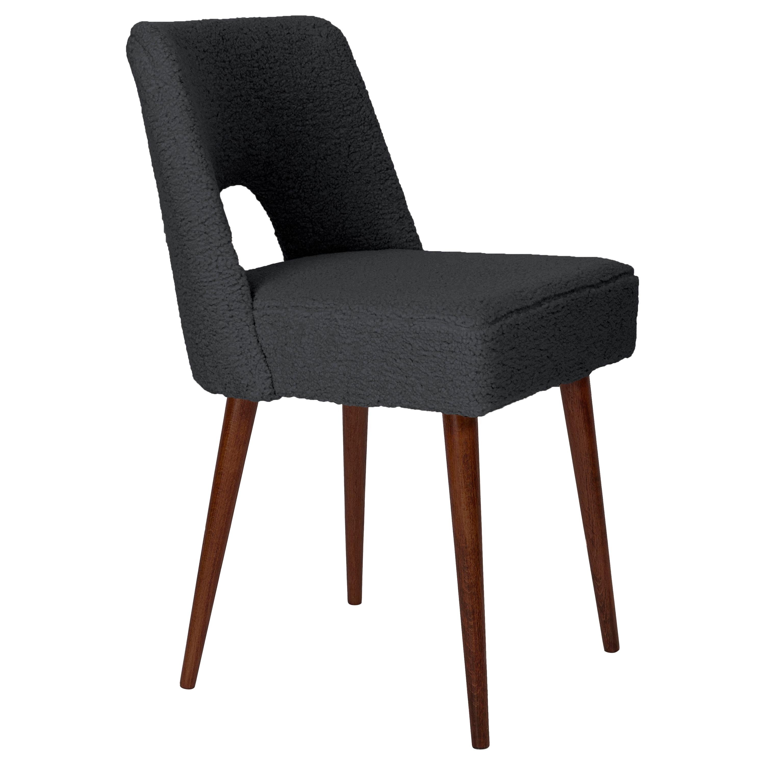 Dark Gray Boucle 'Shell' Chair, 1960s