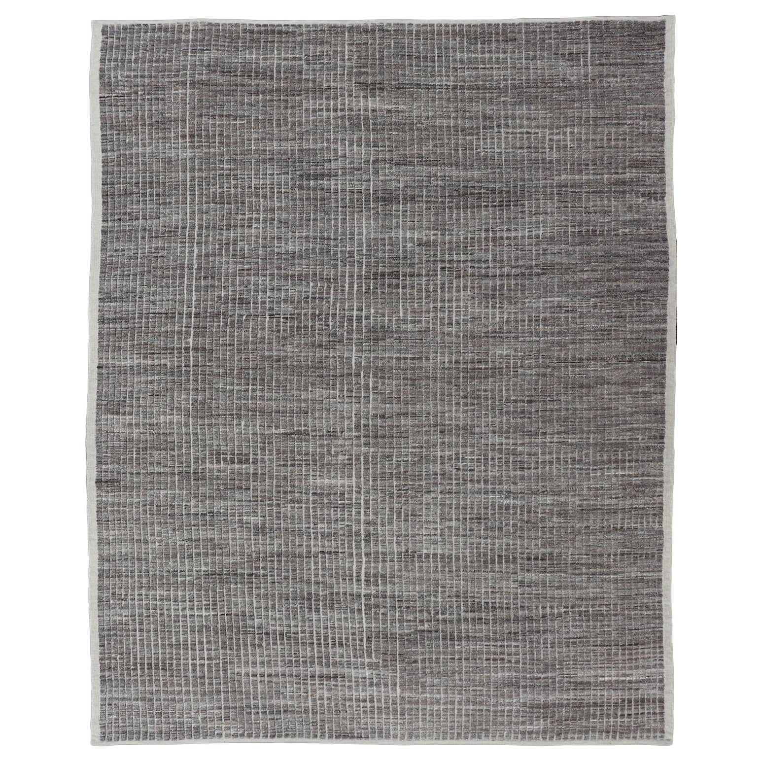 Tapis moderne gris foncé de Keivan Woven Arts avec poils texturés hauts et bas en vente