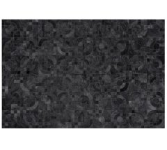 Dark Gray Customizable 1970s Inspired Optico Cowhide Area Floor Rug Large