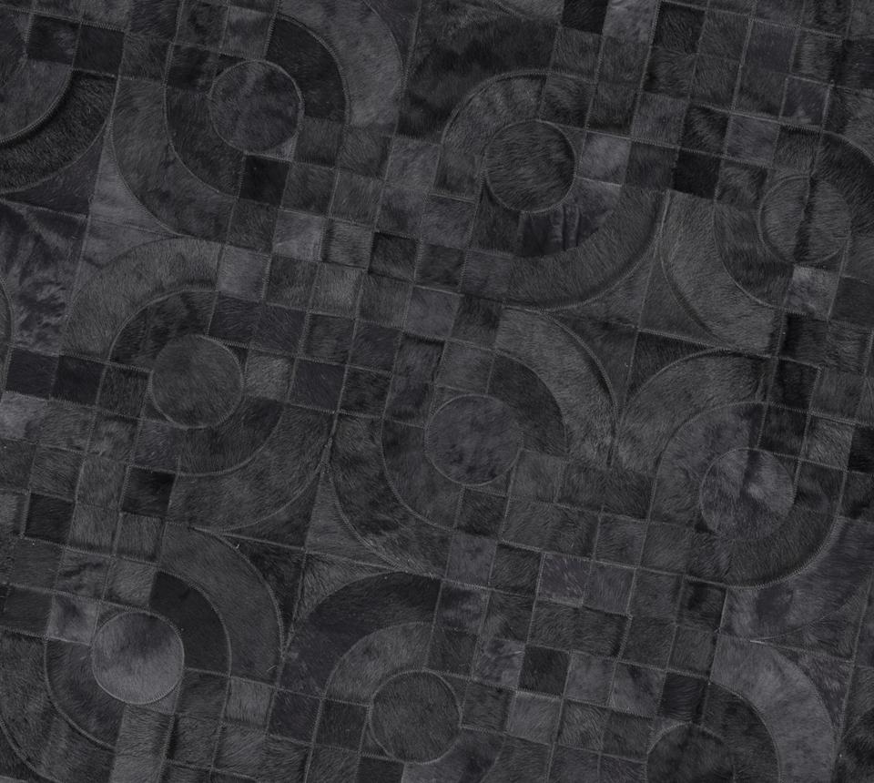 Pakistani Dark Gray Customizable 1970s Inspired Optico Cowhide Area Floor Rug Large For Sale