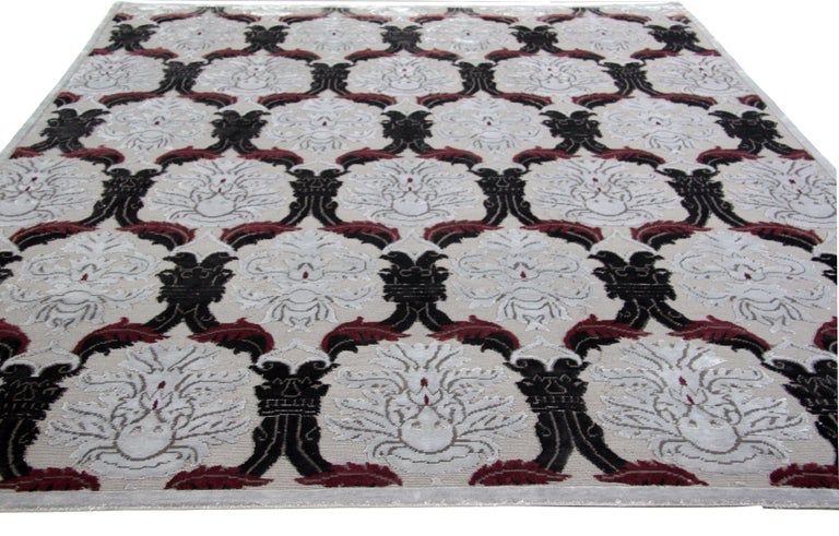 Dark Gray Damask Look Area Rug For Sale At 1stdibs