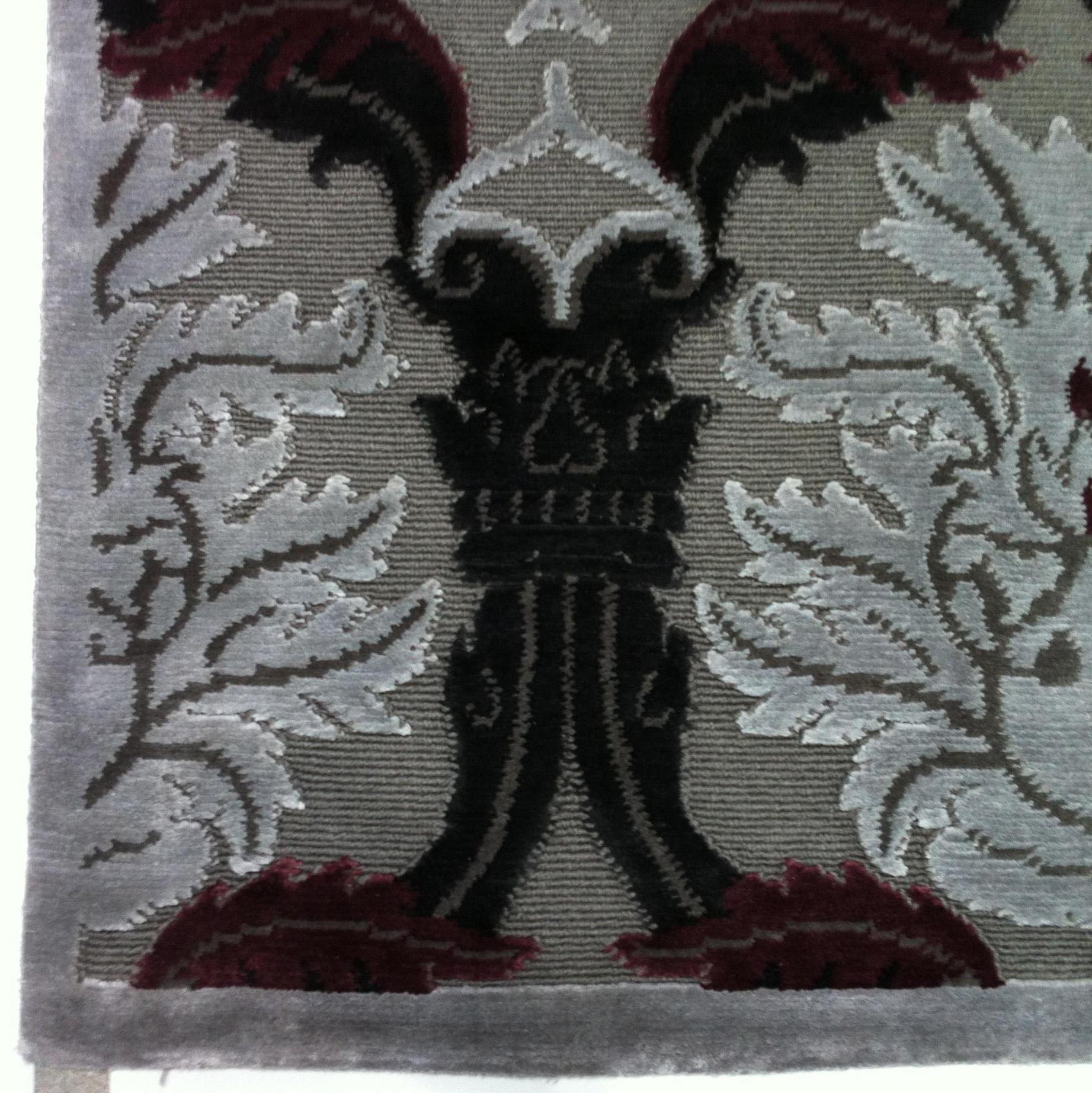 Dark Gray Damask-Look Area Rug In New Condition For Sale In Los Angeles, CA
