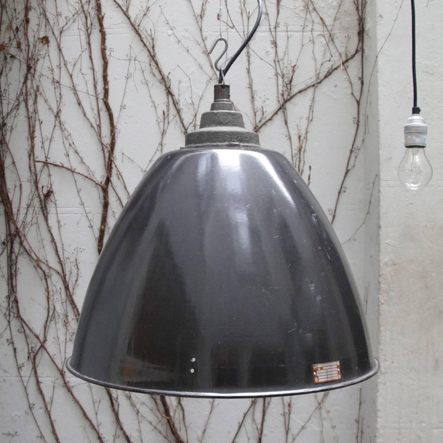 Dark gray Enamel Cast Iron Vintage Industrial Pendant lamps (129x) 1