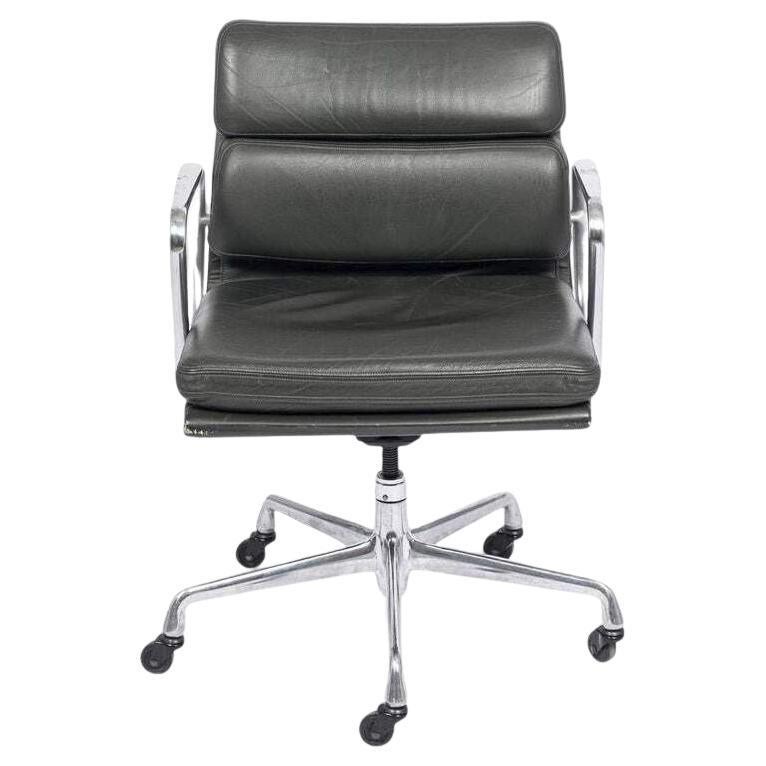 Dark Gray Leather Office Chair Eames for Herman Miller Aluminum Group