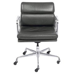 Dark Gray Leather Office Chair Eames for Herman Miller Aluminum Group