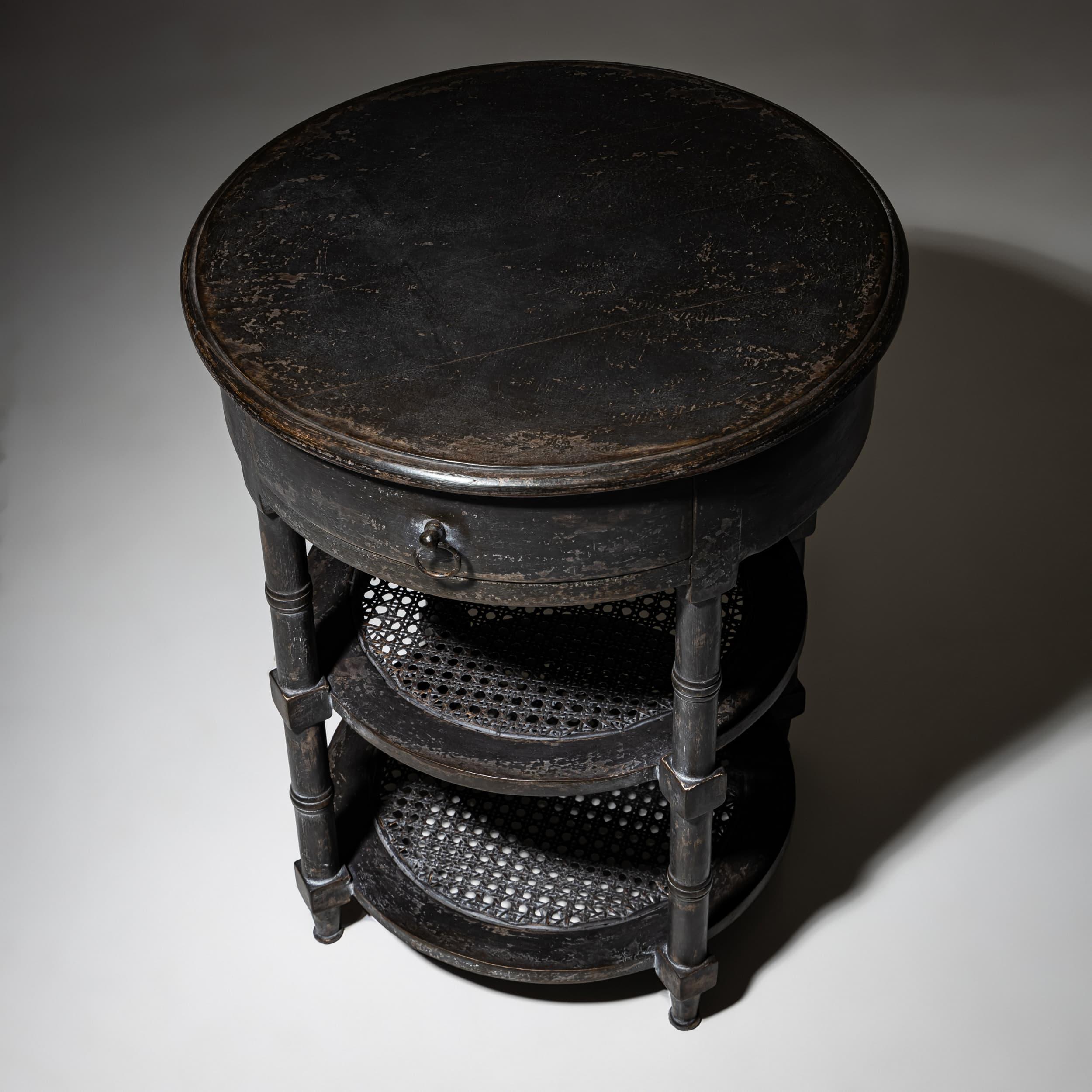 Wood Dark Gray Louis XVI Style Side Table For Sale