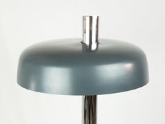 Dark Gray/Navy Blue Aluminum & Chromed Metal 1960s Table Lamp by Egon Hillebrand