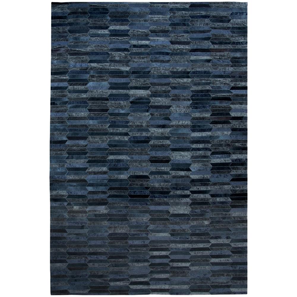 Tappeto da pavimento in pelle bovina e viscosa personalizzabile Olio grigio scuro Small