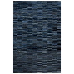 Tapis de sol Olio gris foncé personnalisable en cuir de vache et viscose X-Large