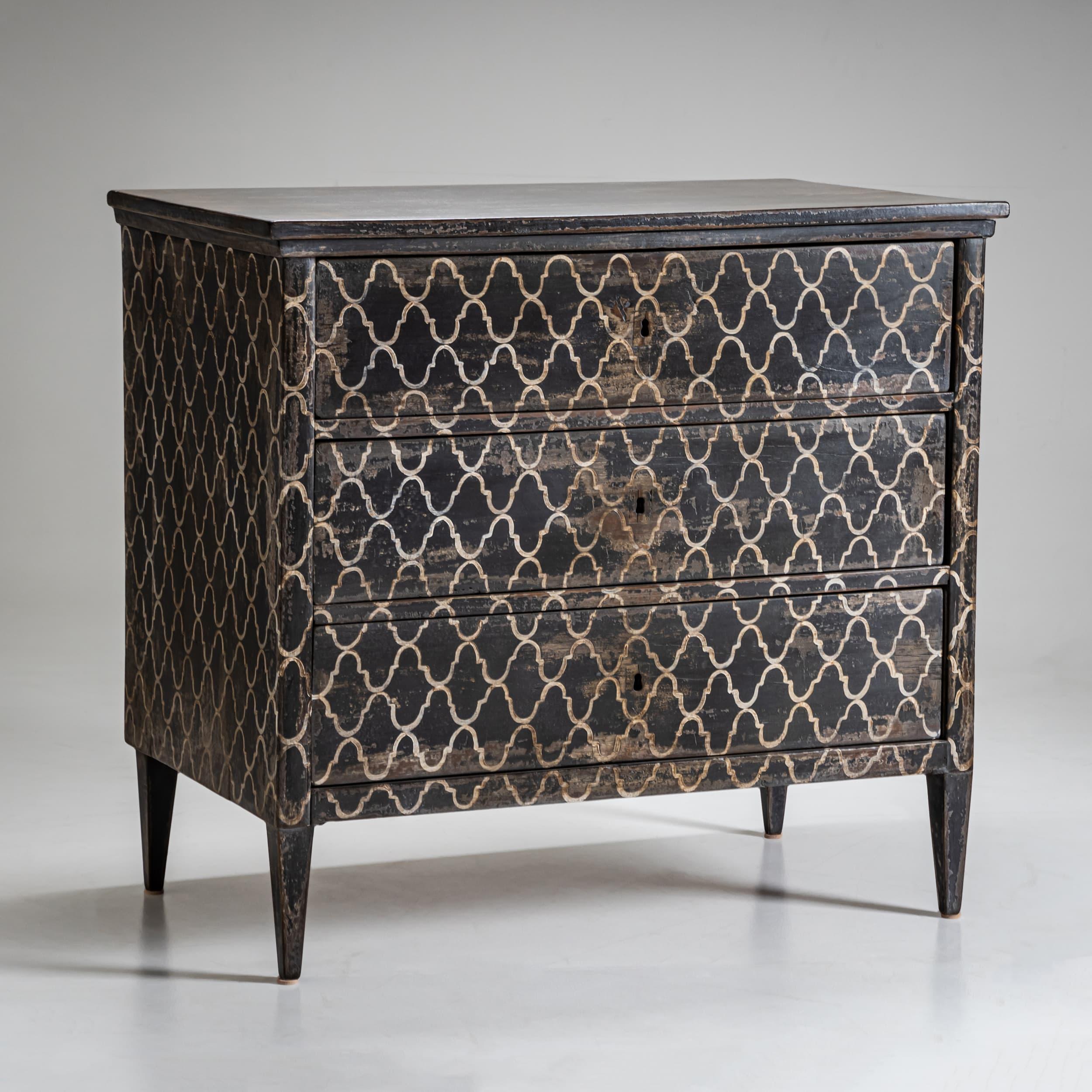 German Dark Gray Painted Biedermeier Chest of Drawers, 19th Century For Sale