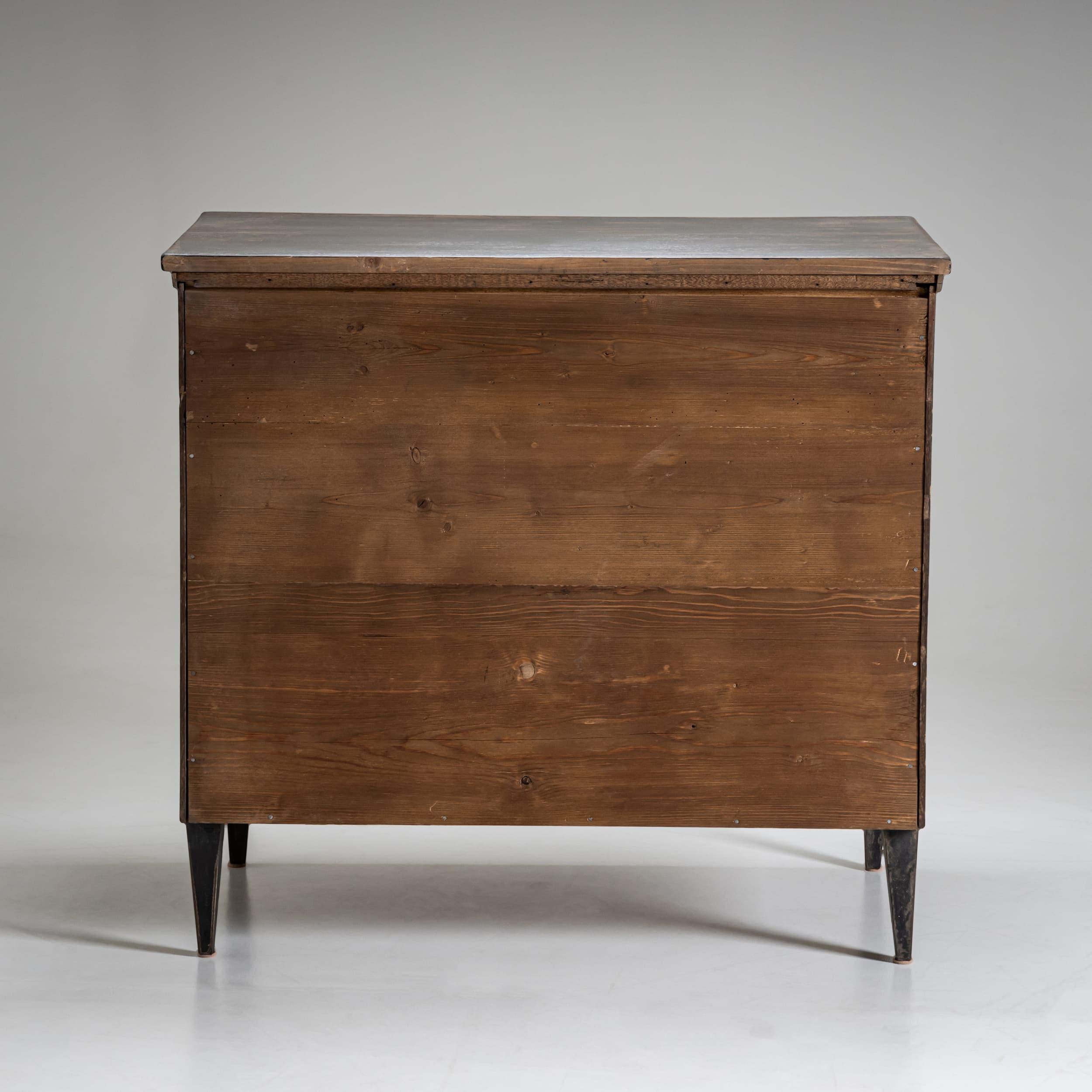 Wood Dark Gray Painted Biedermeier Chest of Drawers, 19th Century For Sale