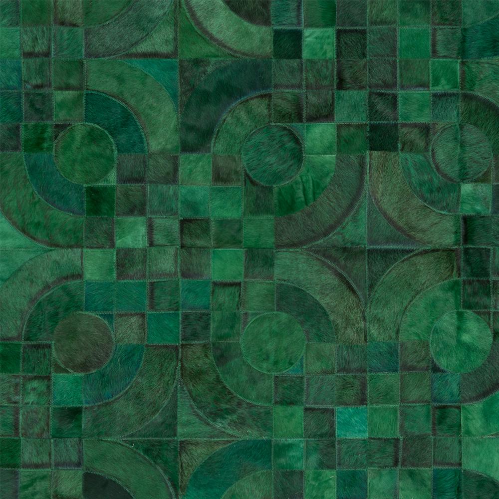 Dark Green, 1970s Inspired Customizable Optico Cowhide Area Floor Rug Large In New Condition For Sale In Charlotte, NC