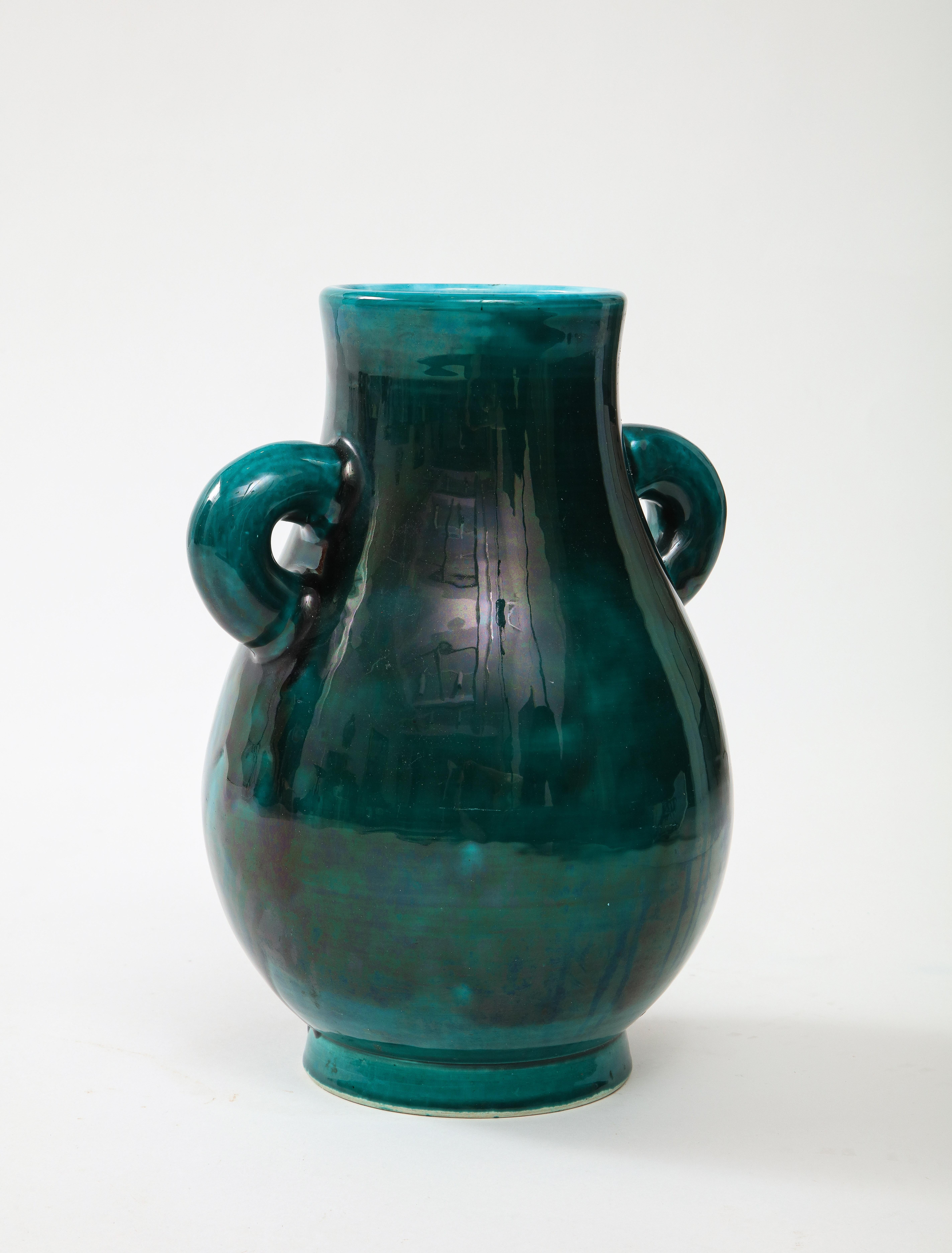 Mid-Century Modern Vase Accolay vert foncé en vente