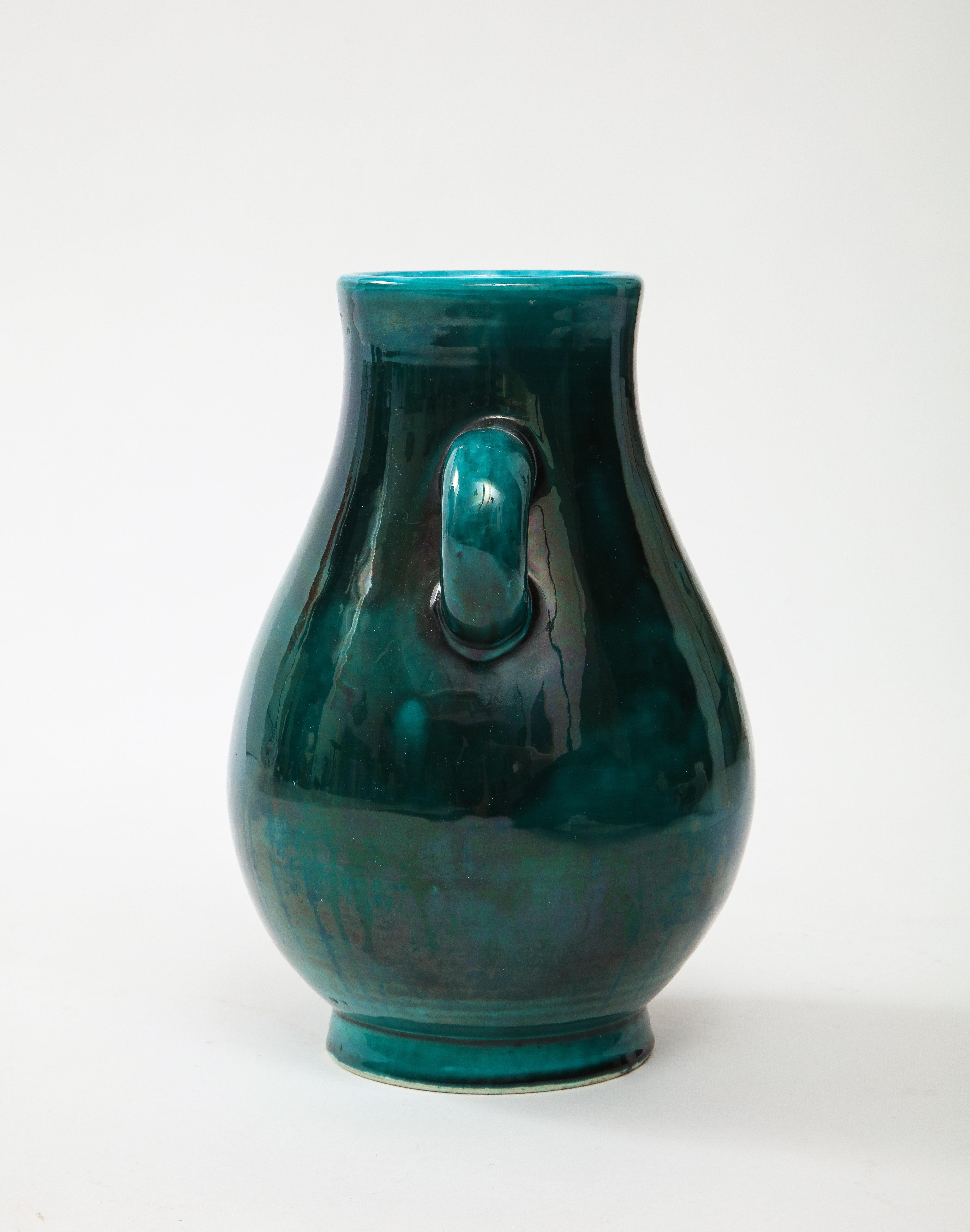 Français Vase Accolay vert foncé