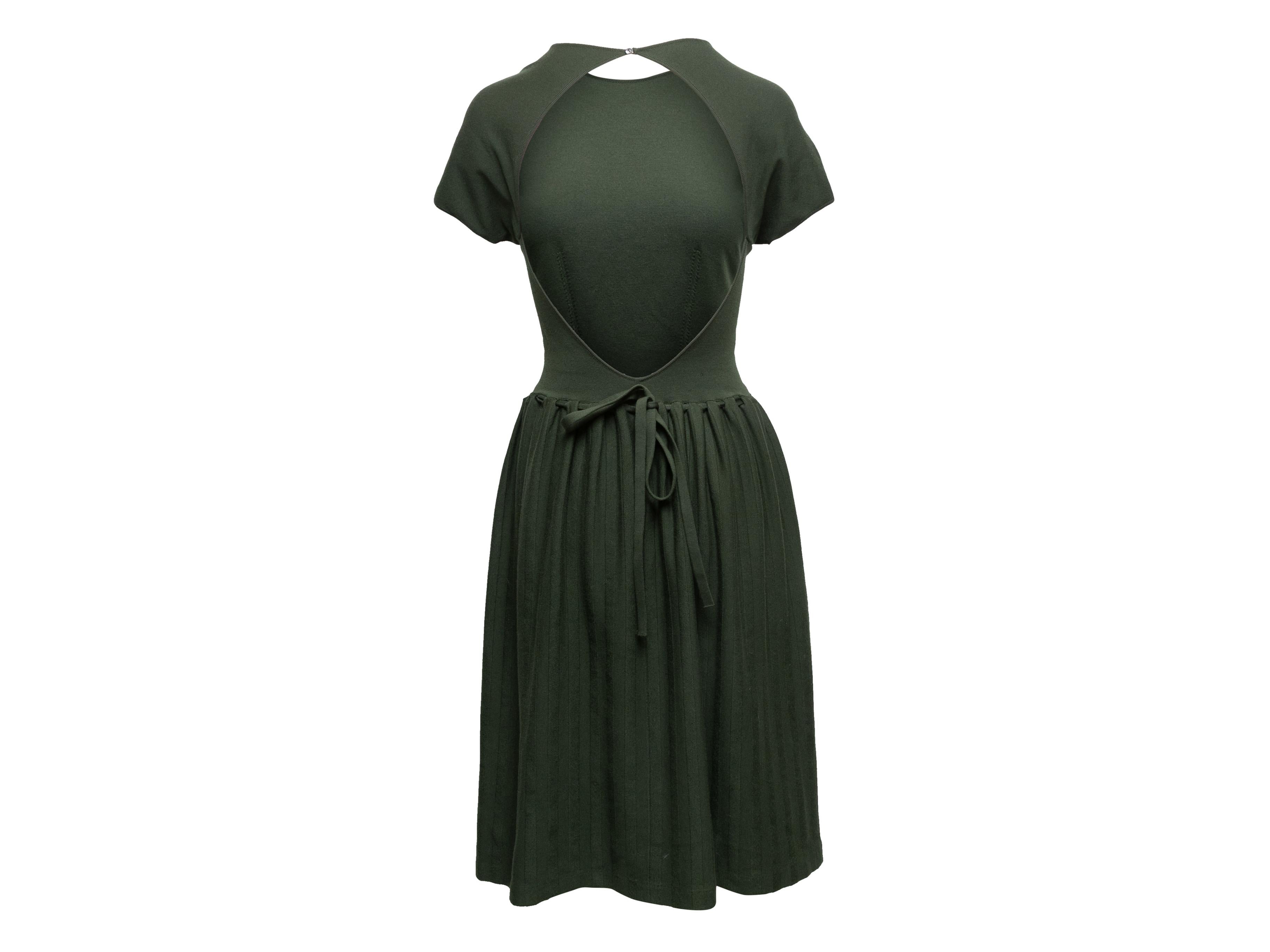 Women's Dark Green Alaia Open Back Knit Dress Size US S For Sale