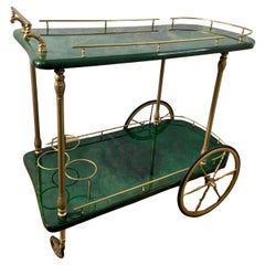 Carrello da bar / carrello portavivande Aldo Tura verde scuro, Italia, anni '60