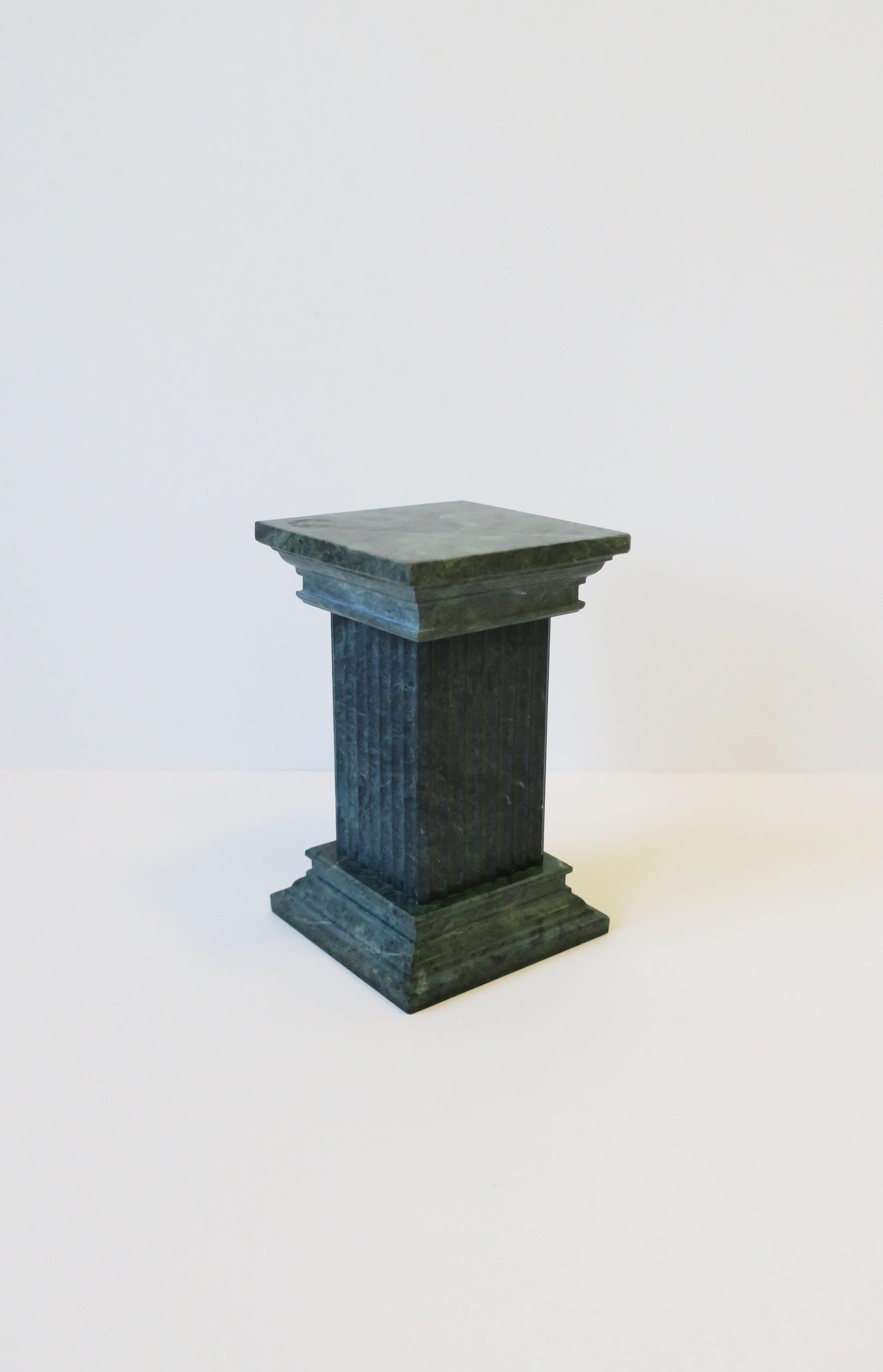 Dark Green and White Marble Column Pillar Bookend Decorative Object 4
