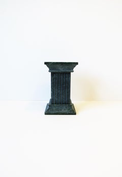 Dark Green and White Marble Column Pillar Bookend Decorative Object