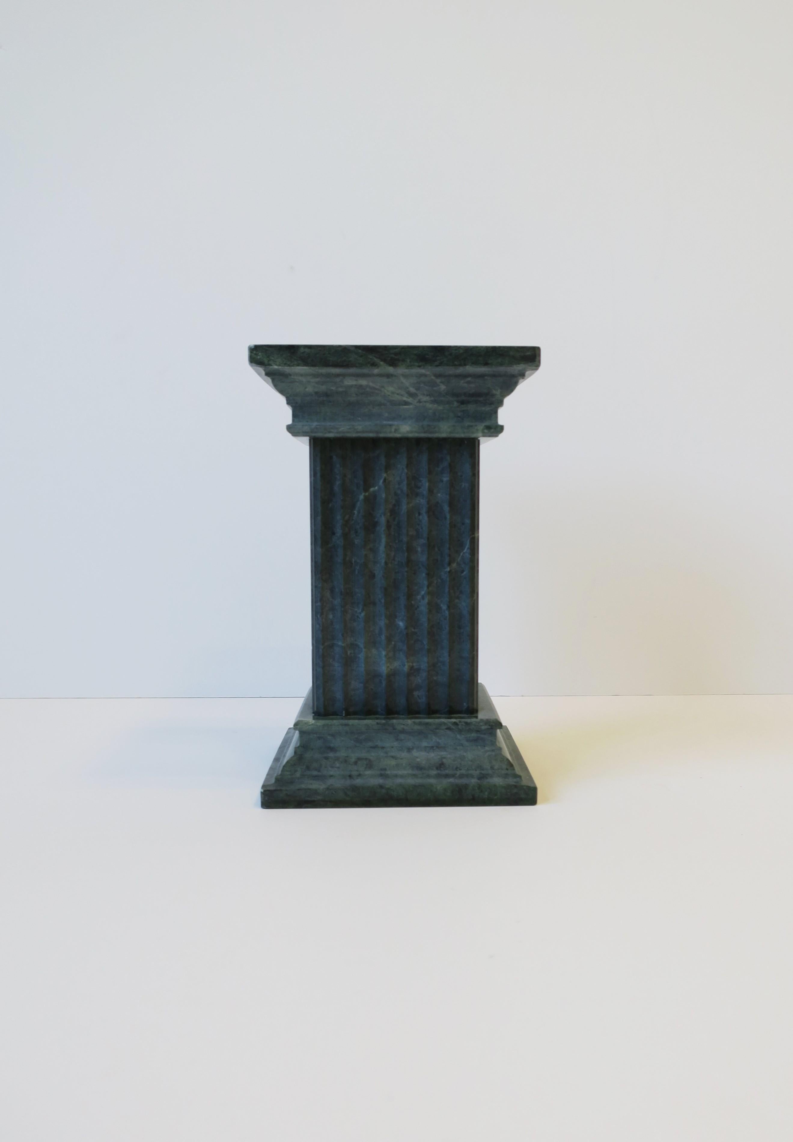 Dark Green and White Marble Column Pillar Bookend Decorative Object 2