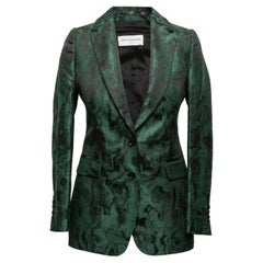 Dries Van Noten Jacquard-Blazer in Dunkelgrün & Schwarz Größe EU 34