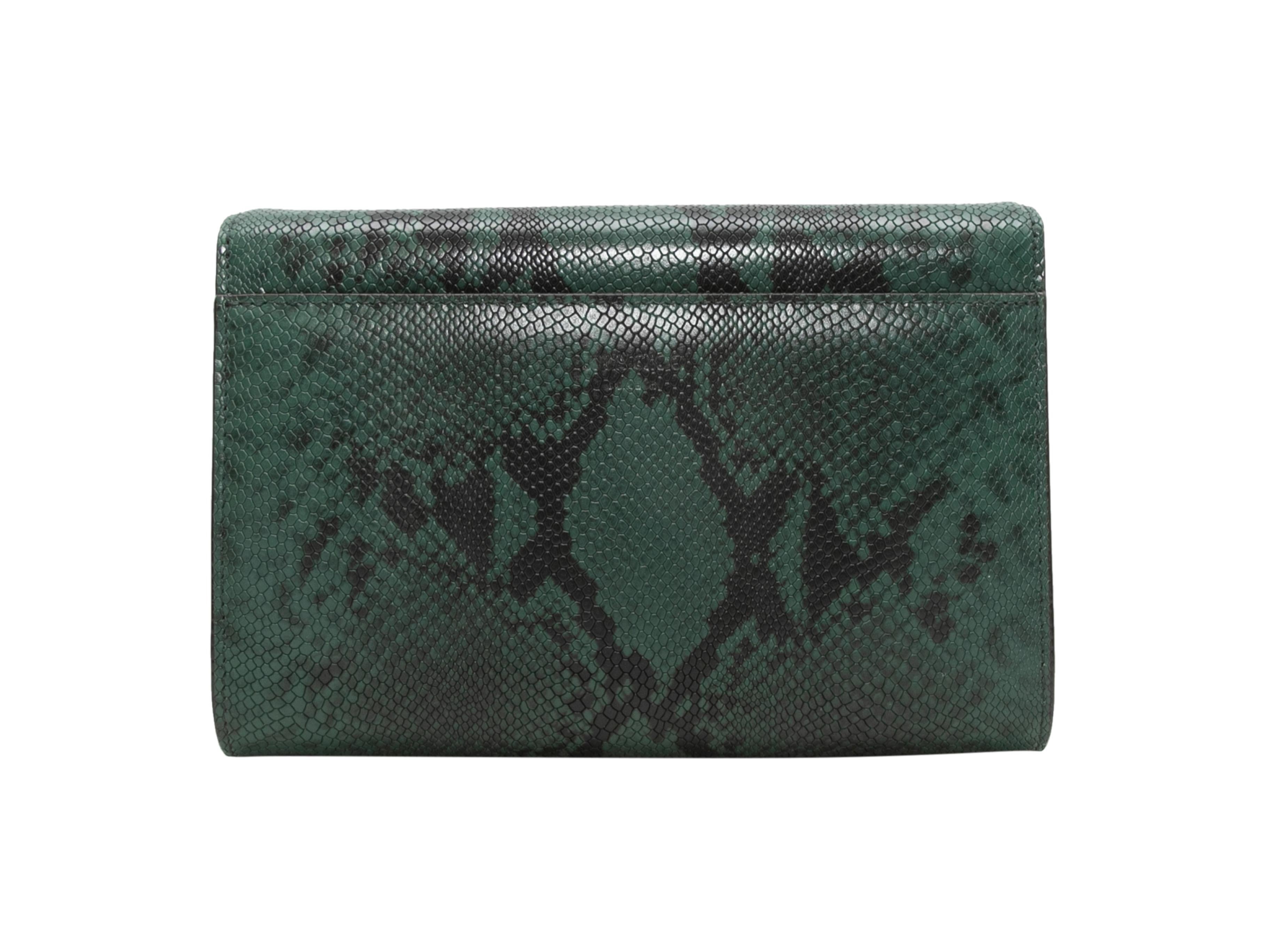 Dark Green & Black Jimmy Choo Embossed Leather Shoulder Bag In Good Condition For Sale In New York, NY