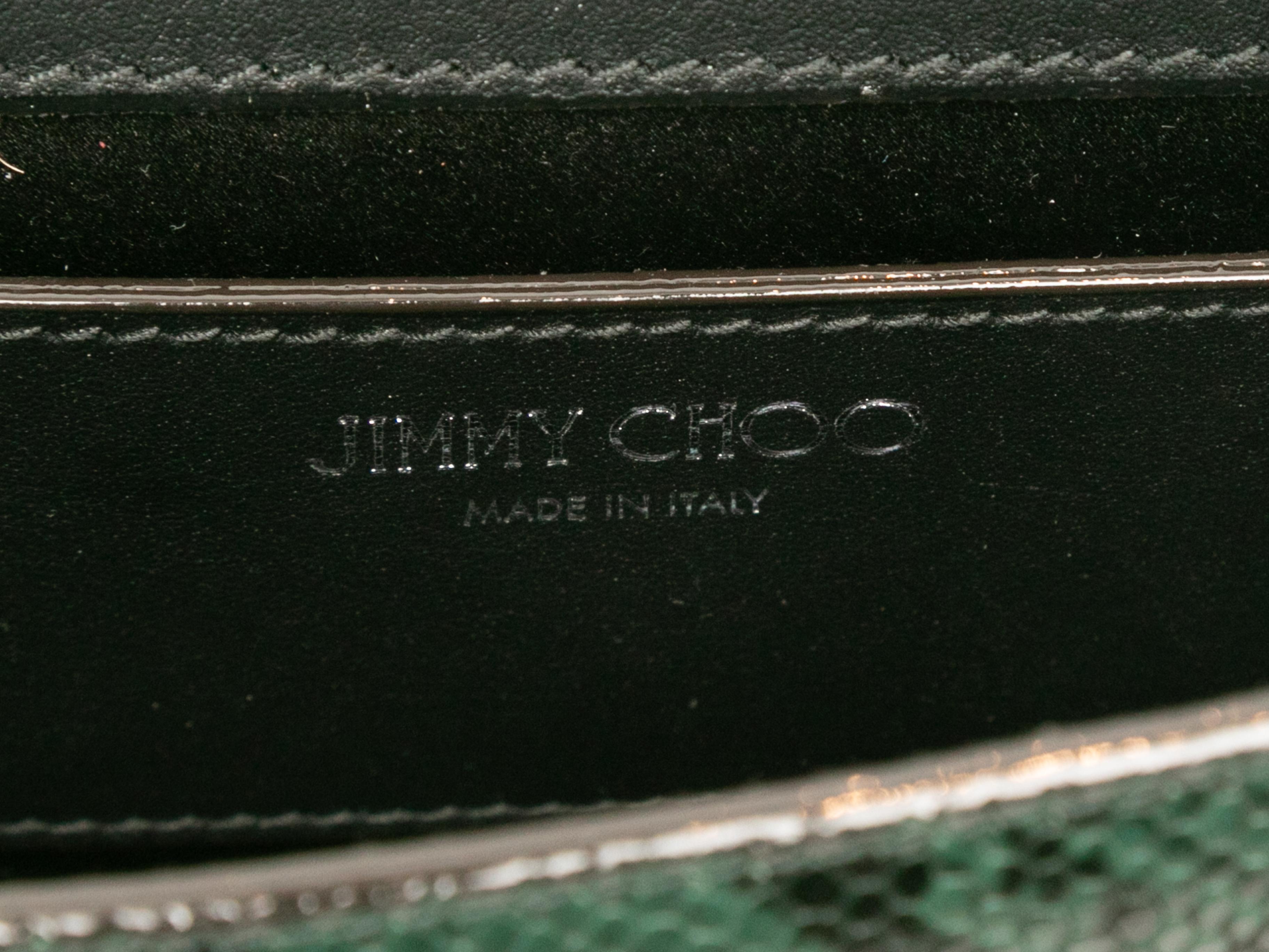 Dark Green & Black Jimmy Choo Embossed Leather Shoulder Bag For Sale 3