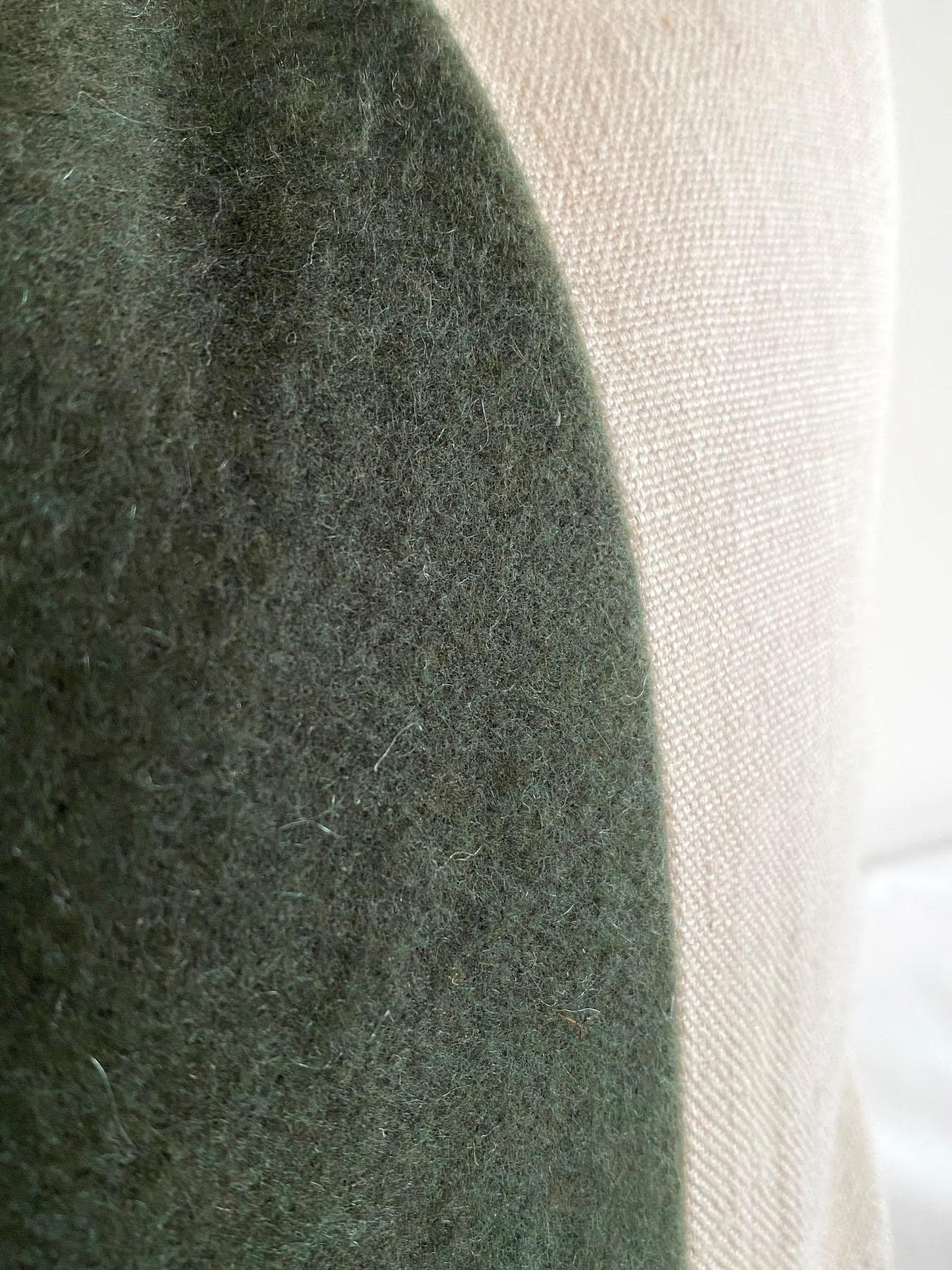 North American Dark Green Cashmere and Linen Pillow with Down Insert