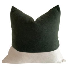 Dark Green Cashmere and Linen Pillow with Down Insert