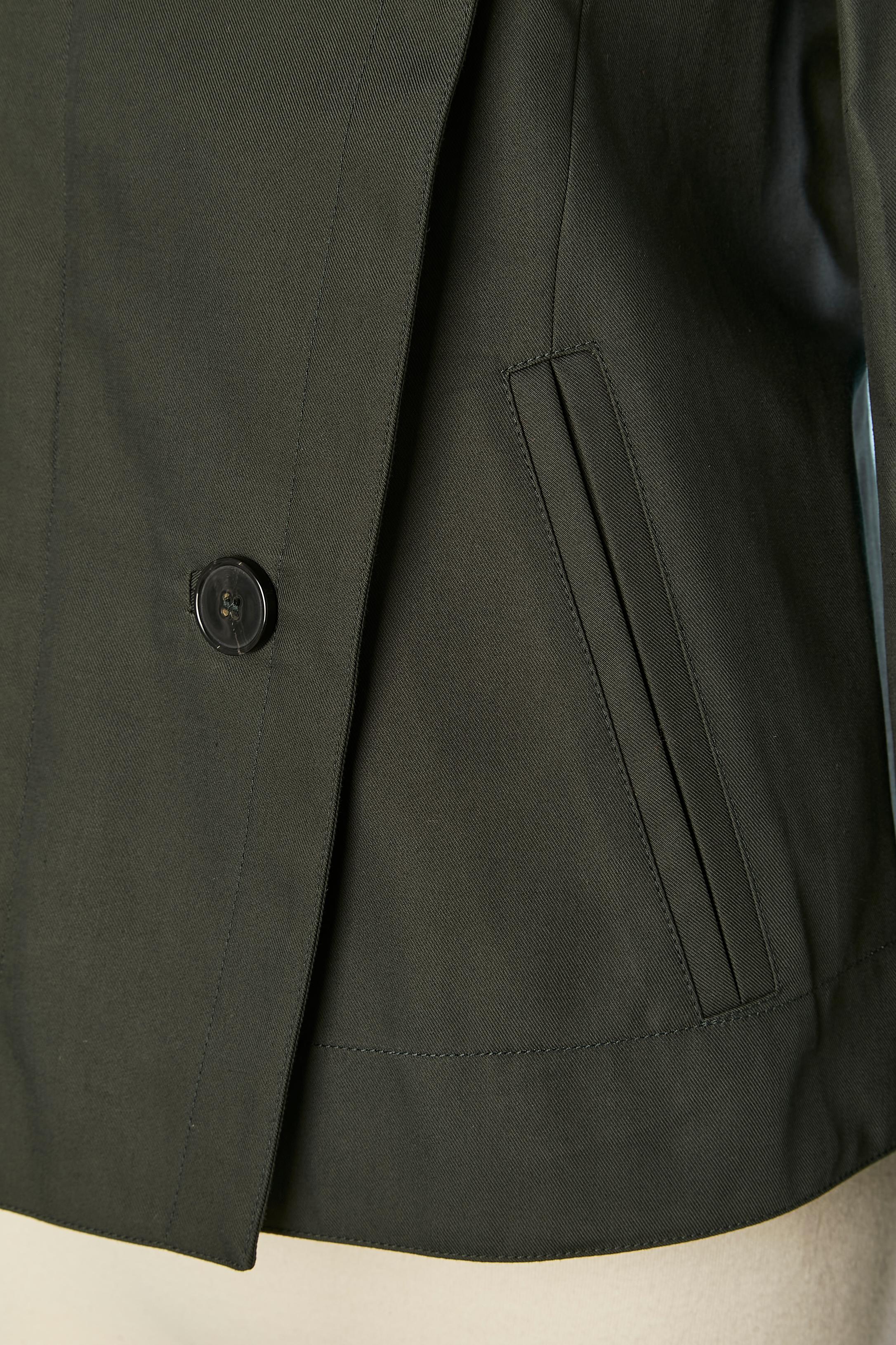 Nero Giacca doppiopetto in cotone verde scuro CHRISTIAN DIOR in vendita