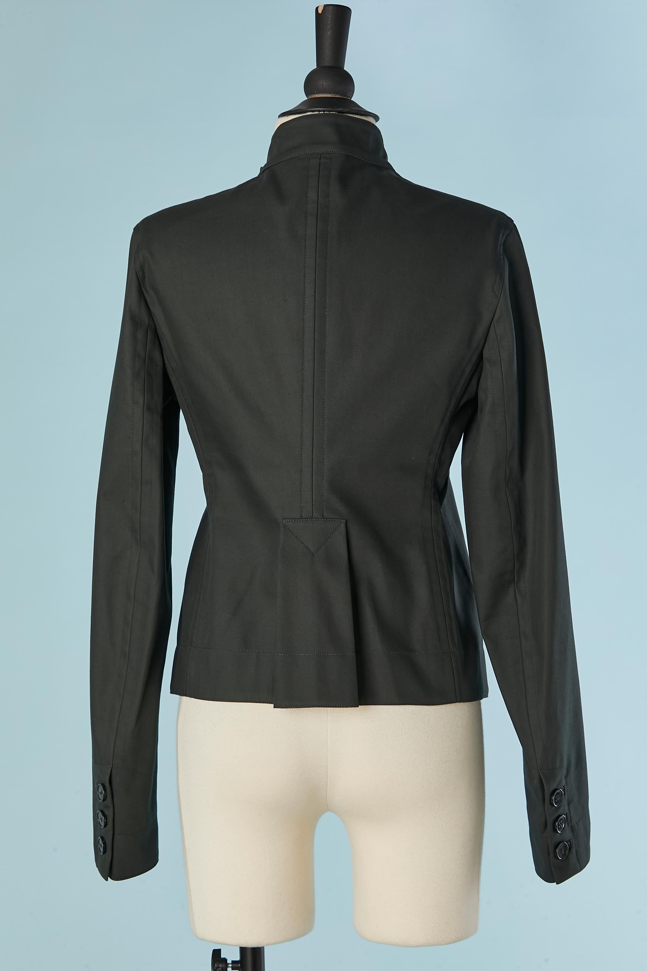 Donna Giacca doppiopetto in cotone verde scuro CHRISTIAN DIOR in vendita