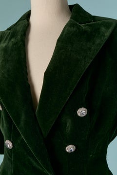 Dark green double-breasted short sleeve jacket ALEXANDRE VAUTHIER New