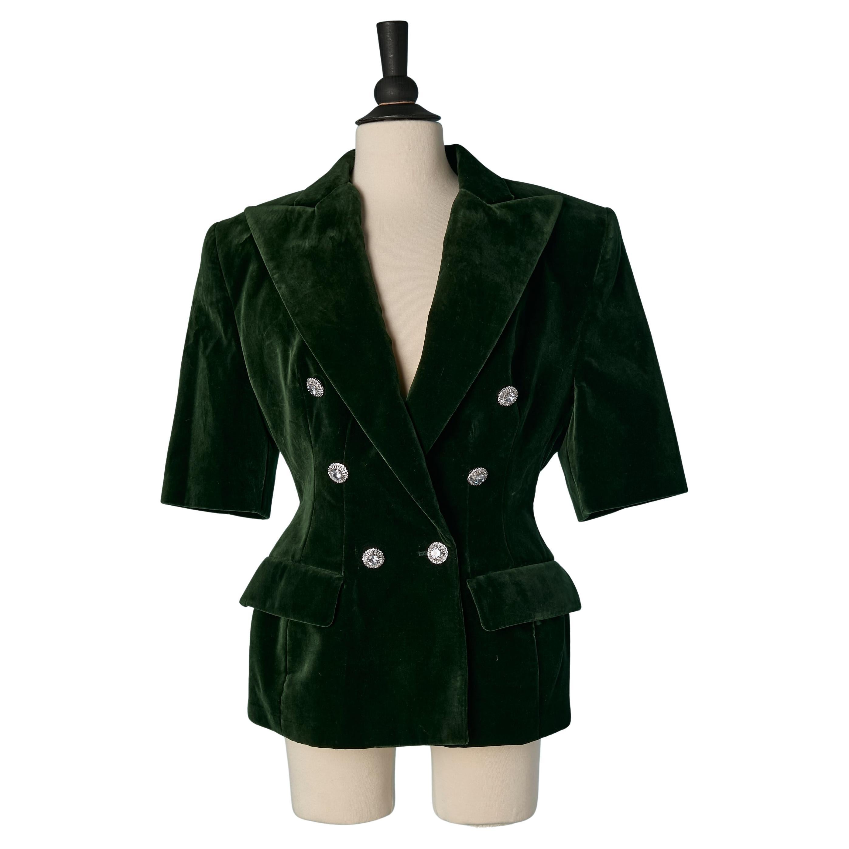 Dark green double-breasted short sleeve jacket ALEXANDRE VAUTHIER New