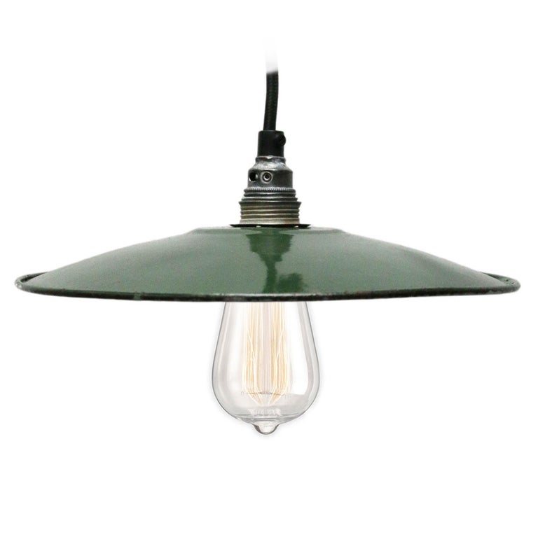 Dark Green Enamel French Vintage Industrial Pendant Light For Dark Green Enamel French Vintage Industrial Pendant Light For At 1stdibs