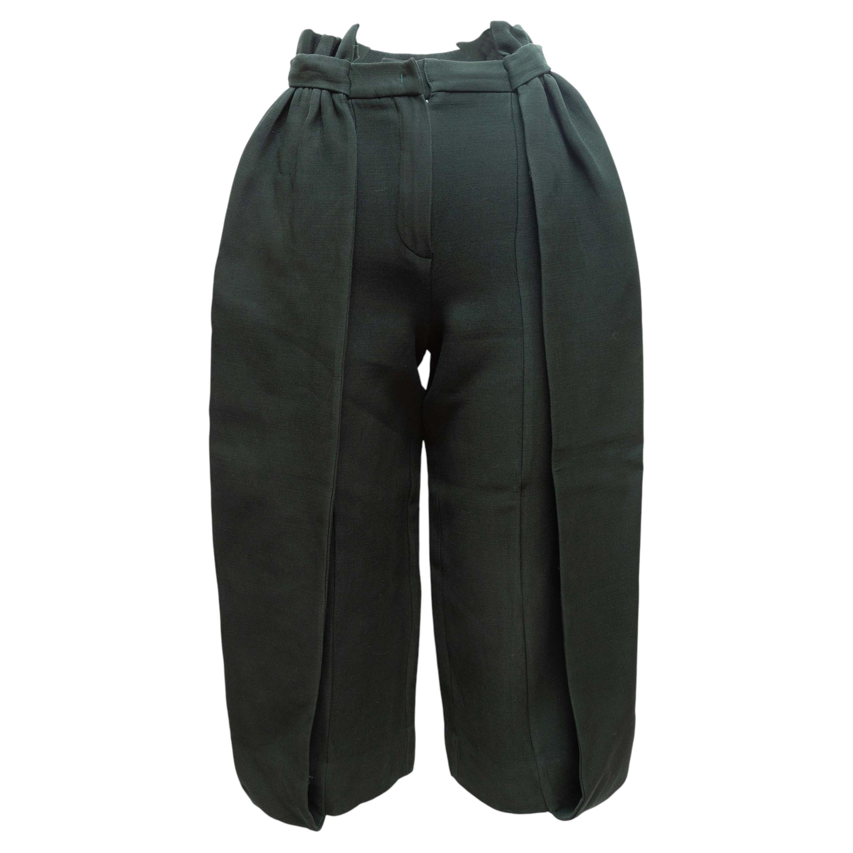 Dark Green Fendi Wool & Silk-Blend Balloon Trousers Size IT 38 For Sale