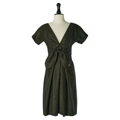 Dark green flannel with half-belt tied on the waist Alexander McQueen