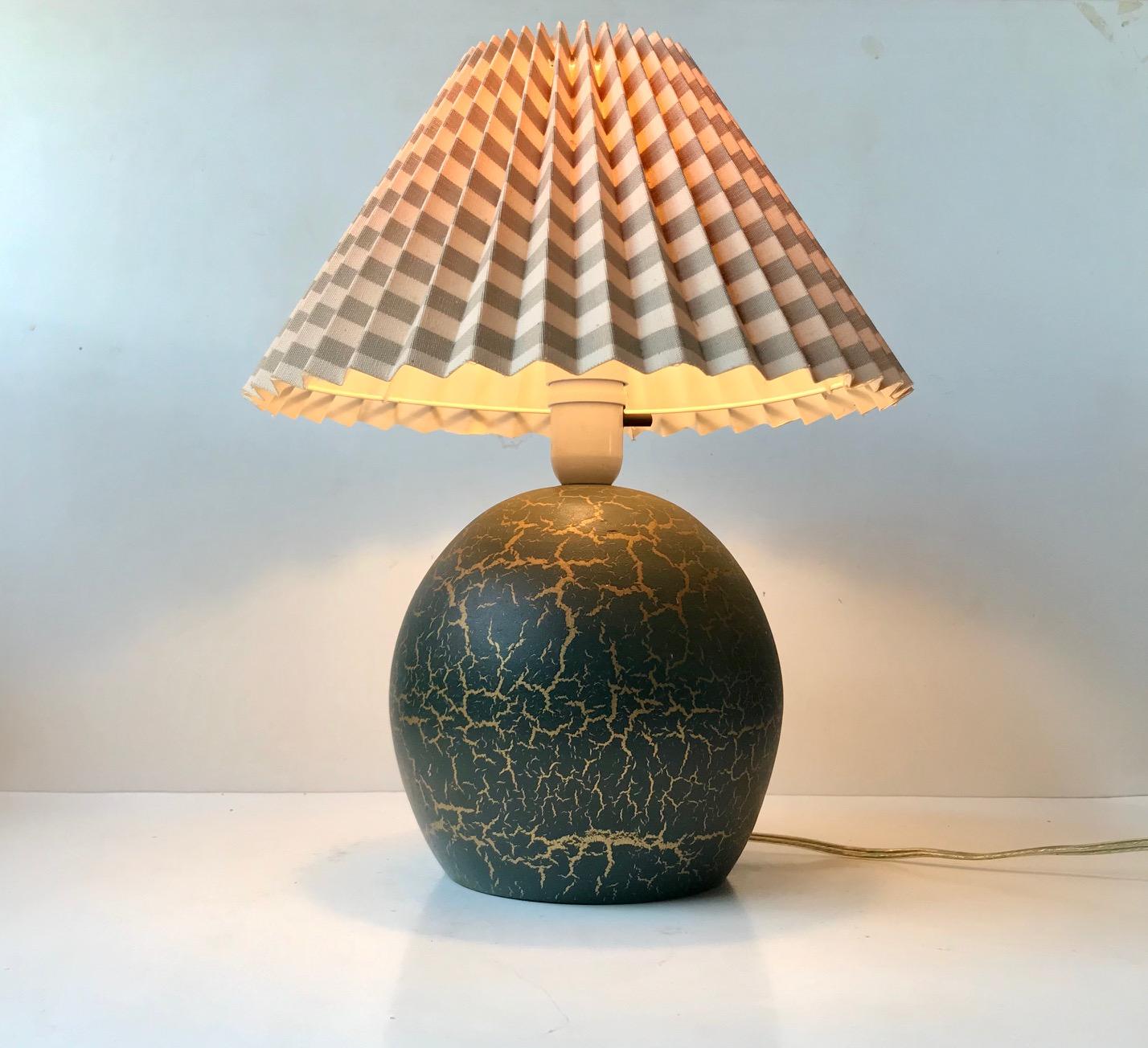 Art Deco Dark Green French 1920s Pottery Table Lamp in the Style Jean Besnard