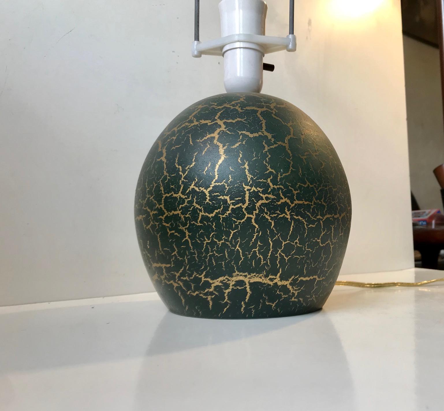 Dark Green French 1920s Pottery Table Lamp in the Style Jean Besnard In Good Condition In Esbjerg, DK