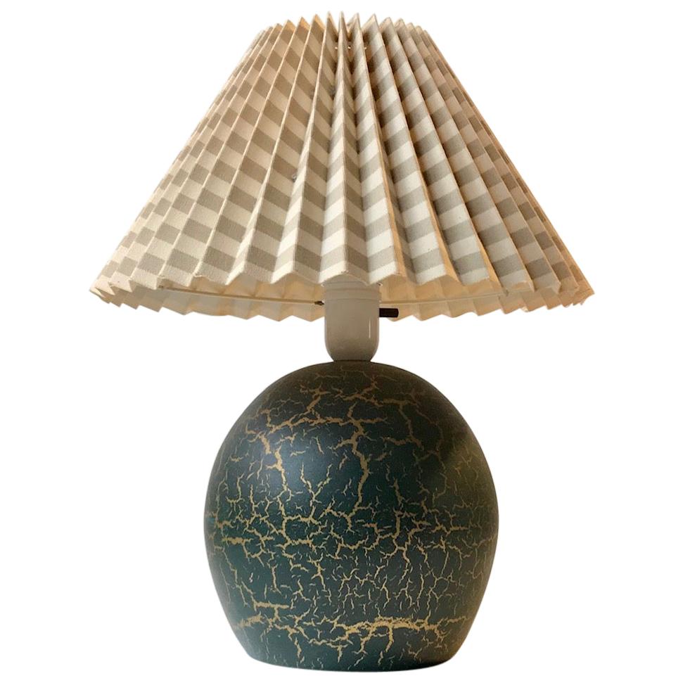 Dark Green French 1920s Pottery Table Lamp in the Style Jean Besnard