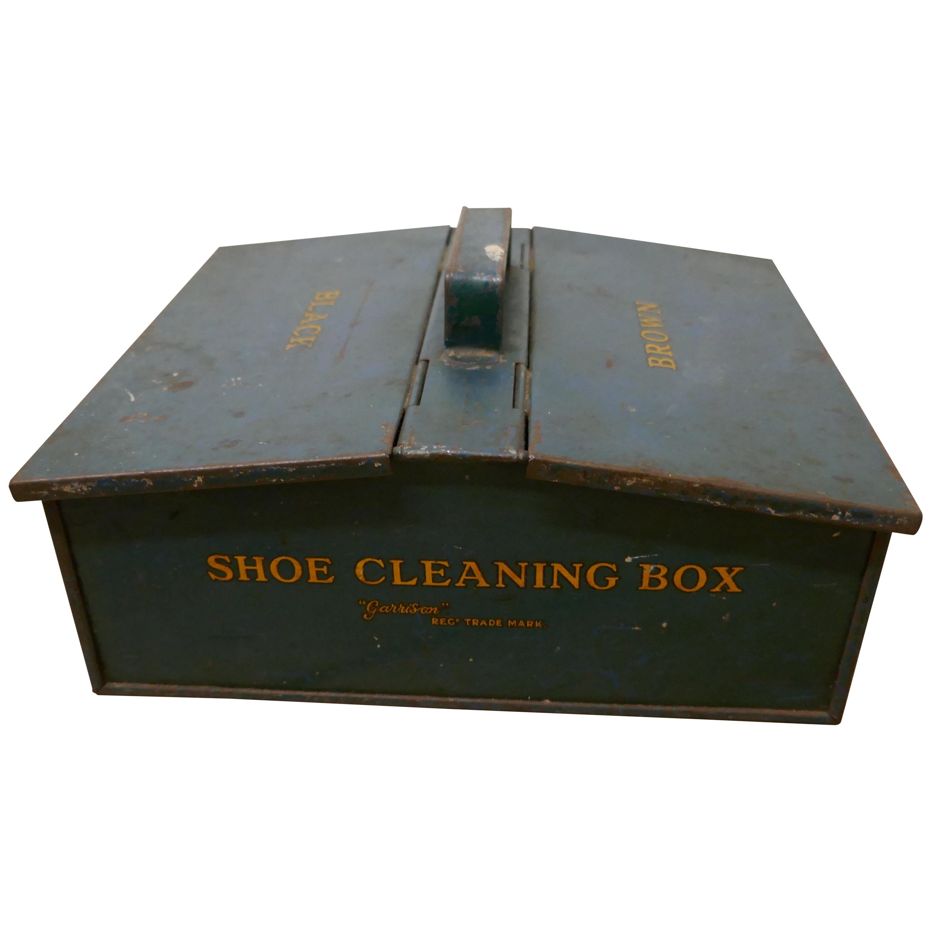 Dark Green Garrison Shoe Cleaning Tin For Sale