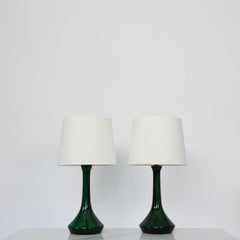 Dark Green Glass Table Lamps by Lisbeth Brams for Fog & Morup, 1960s, Denmark