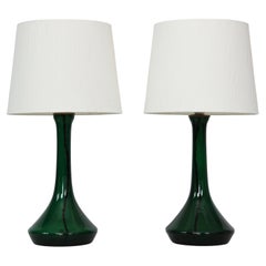 Dark Green Glass Table Lamps by Lisbeth Brams for Fog & Morup, 1960s, Denmark