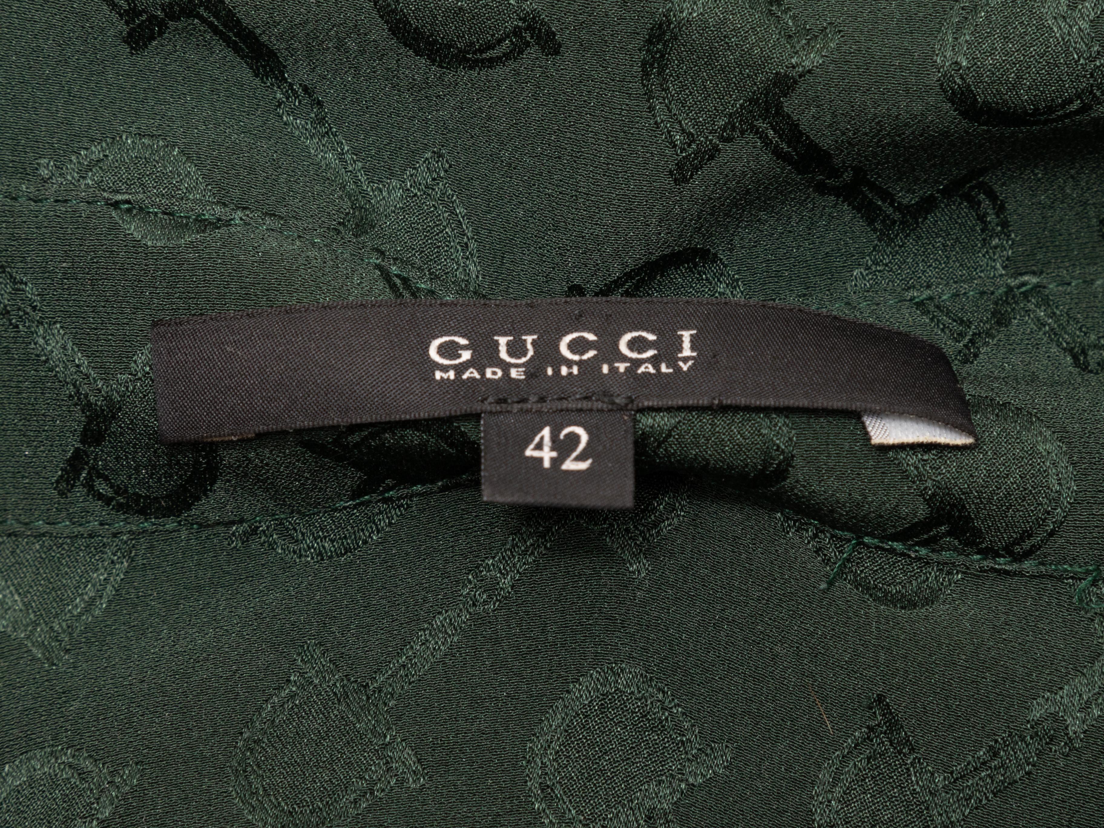 Women's Dark Green Gucci Silk Horsebit Patterned Top