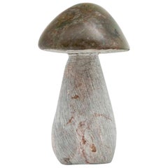 Dark Green Hand Carved Stone Mushroom